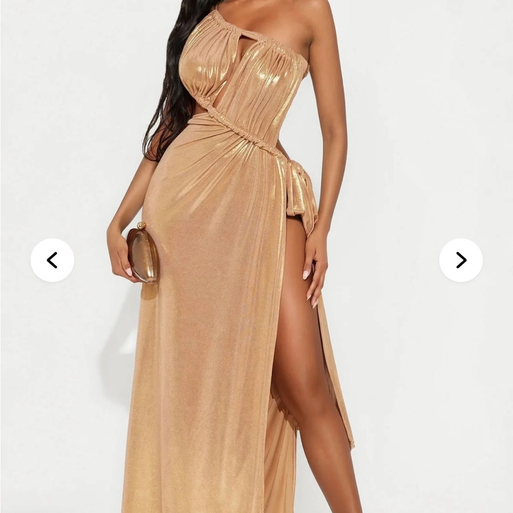 Fashion Nova Gold Backless Dress
